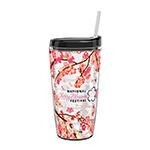 Cherry Blossom Tritan Double Wall Tumbler w/Straw