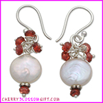 Cherry Blossom Pearl and Garnet Earrings