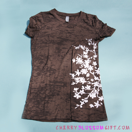 Ladies Fitted Cherry Blossom Branch Burnout T-Shirt
