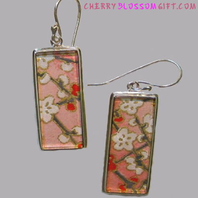 Japanese Washi Paper Earrings Sterling Silver