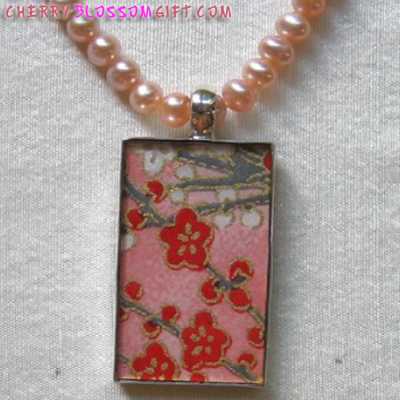 Japanese Washi Paper Sterling Silver Necklace